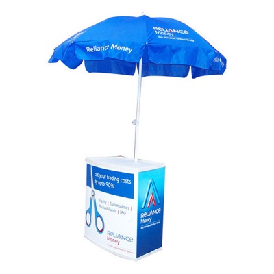 promo table with umbrella